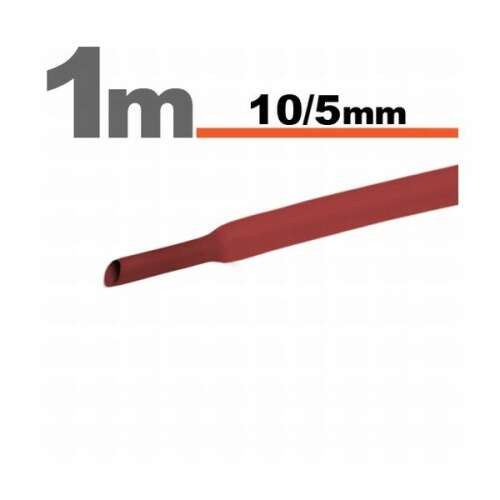 Hőzsugorító Cső - Piros - 10/5 mm - 1m