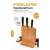 Fiskars Functional Form bamboo knife block with 3 knives, kitchen knife set, knife storage