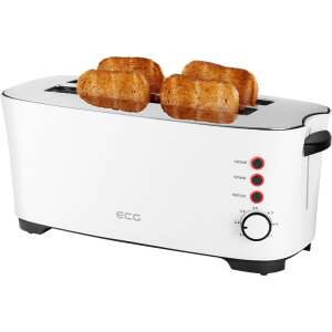 ECG ST 13730 Toaster 4-placowy z chlebem w szczelinach, biały - Toster