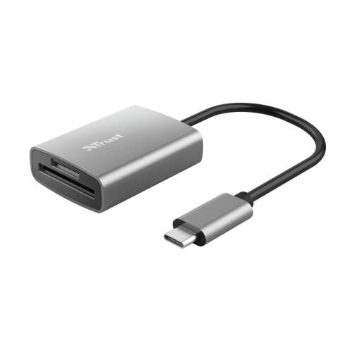 Czytnik kart Trust Dalyx Fast 24136 USB-C, srebrny, widok z przodu