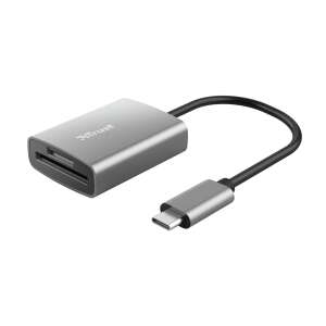 Cititor de carduri Trust Dalyx Fast 24136 USB-C, argintiu, vedere din față - Card reader