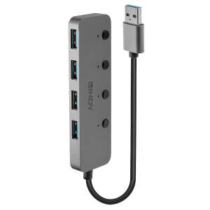 Lindy 43309 USB 3.0 Hub with 4 ports, gray - Lindy USB Hub