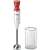 Bosch ErgoMixx hand blender, white and red, with a glass measuring cup