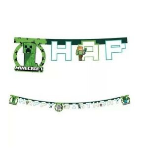 Minecraft Happy Birthday Garland, 2m party decoration - Party Decoration