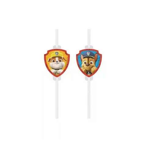 Mancs Őrjárat mentőhősök papír szívószál, 4 db-os szett, Chase és Rubble képpel