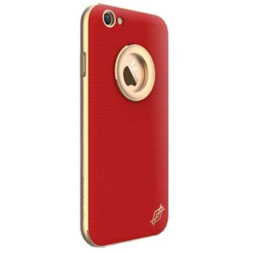 X-Doria Bump Leather iPhone 6/6s piros bőr tok arany díszítéssel - Joyroom