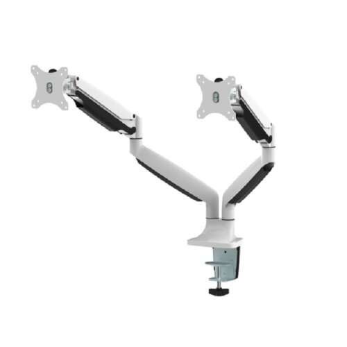 Podwójny uchwyt biurkowy do monitora NewStar NeoMounts, biały, do ekranów 10-32 cali, VESA 75x75, 100x100