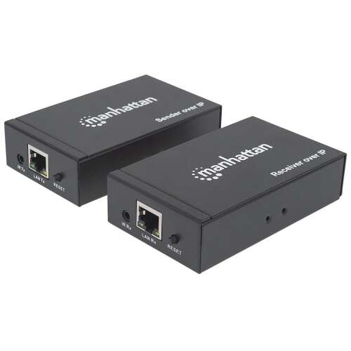 Manhattan 207959 HDMI over IP Extender Kit, Sender- und Empfänger-Einheiten, schwarz