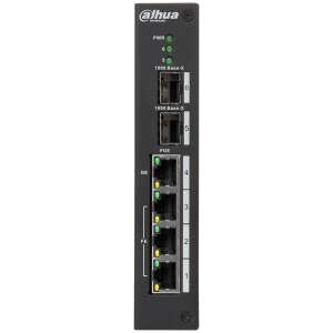 Dahua PFS3206-4P-96 PoE Gigabit Switch, widok z przodu, pokazujący porty i diody LED - Dahua
