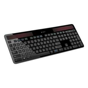 Logitech K750 Wireless Solar Keyboard, black, angled view - Logitech Keyboard