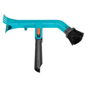 Gardena Gutter Cleaner, blue and black gutter cleaning tool with brush and rake, for cleaning gutters - Outdoor Cleaner