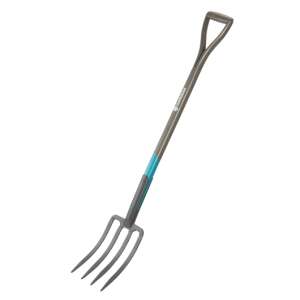 Gardena 17002-20 Lawn Aerator Fork, 4-prong, steel, ergonomic handle, grey and blue - Garden