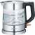 Severin WK 3468 1.0L glass kettle with water inside, showing the level indicator