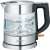 Severin WK 3468 1.0L glass kettle with water inside, showing the level indicator