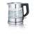 Severin WK 3468 1.0L glass kettle with water inside, showing the level indicator