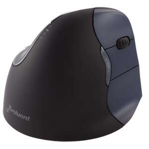Evoluent VerticalMouse 4 jobbkezes vezeték nélküli ergonomikus egér - fekete/kék, oldalnézet - Egér