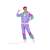 80er Jahre Retro Jogging Anzug - Lila - L 85116306