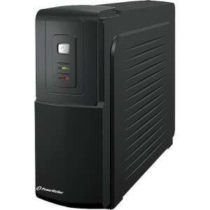 PowerWalker VFD 600VA / 300W (CEE 7/3) Offline UPS, schwarz, schräge Ansicht - Power Walker
