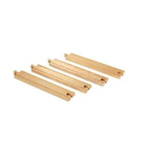 BRIO World Şine drepte lungi, bucăți de șine de tren din lemn, compatibile cu sistemul feroviar BRIO - Tren, element feroviar, autostradă