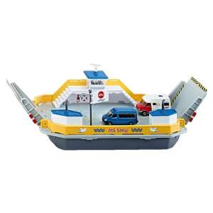 Siku Super Car Transporter Ferry, 1:50 scale, yellow and blue toy ferry with two ramps and space for cars - Siku
