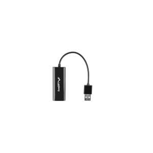 Adaptor USB 2.0 la Ethernet Lanberg NC-0100-01, negru, cablu 15 cm - Adaptoare de rețea