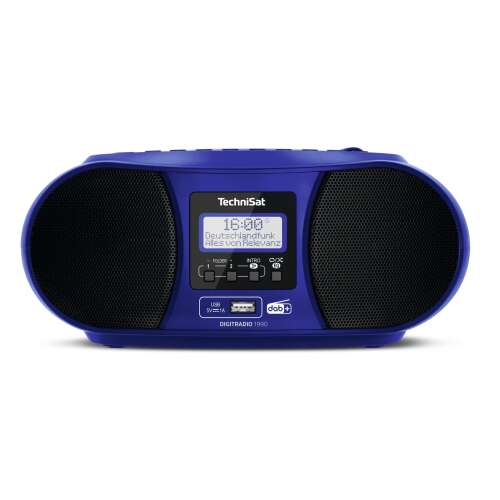 TechniSat DigitRadio 1990, kék DAB+ rádió CD lejátszóval, elülső nézet