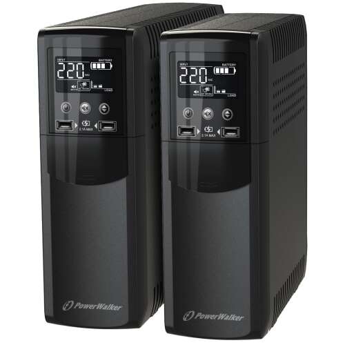 PowerWalker VI 1500 CSW FR 1500VA / 900W Line-Interactive UPS, zwei Einheiten, schwarz, Vorderansicht
