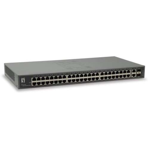 LevelOne FGU-5021 Gigabit Switch, switch de rețea cu 48 de porturi, 2 porturi Gigabit, montare în rack de 19 inci