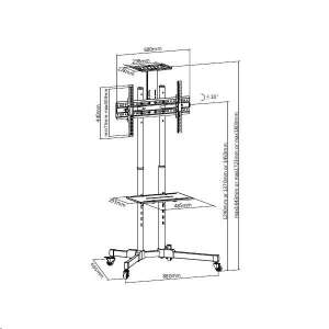 Sunne S112 gurulós TV állvány 37"-70" max 50kg fekete (S112) 70116749 