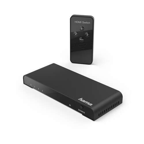 Hama HDMI-Schalter mit Fernbedienung, 3 Eingänge, 4K-Auflösung