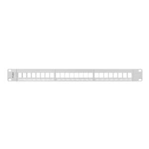 Lanberg PPKS-1024-S 19 hüvelykes 24 portos patch panel, fehér, elülső nézet - Patch panel