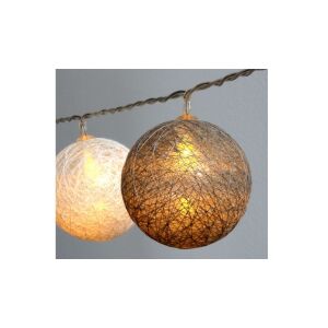 Osvetlená sivá a biela LED ratanová guľová svetelná reťaz - Iris