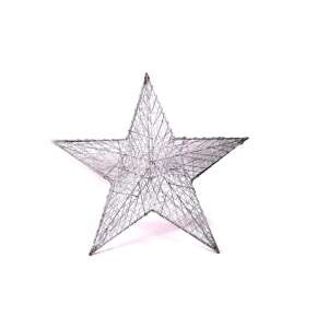 Decoratiune stea de Crăciun din sârmă argintie, 52cm - Crăciun