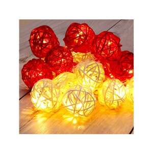 Svetelná reťaz s LED guľami z ratanu Iris Elemes, 4m dlhá, biele a červené gule - Iris