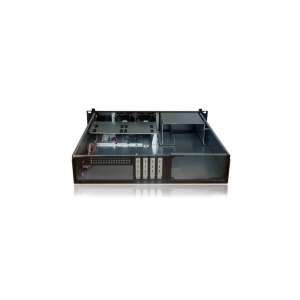 Techly I-CASE IPC-240L 2U 19" Rackmount Server Gehäuse, Schwarz, Vorderansicht - Computergehäuse