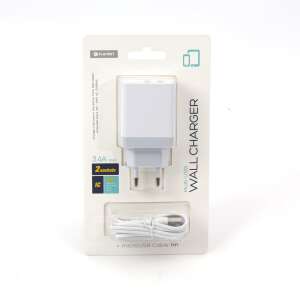 Platinet Multi USB Wandladegerät mit 2 Steckdosen und 1m Micro USB Kabel, weiß - Ladegeräte für Telefone