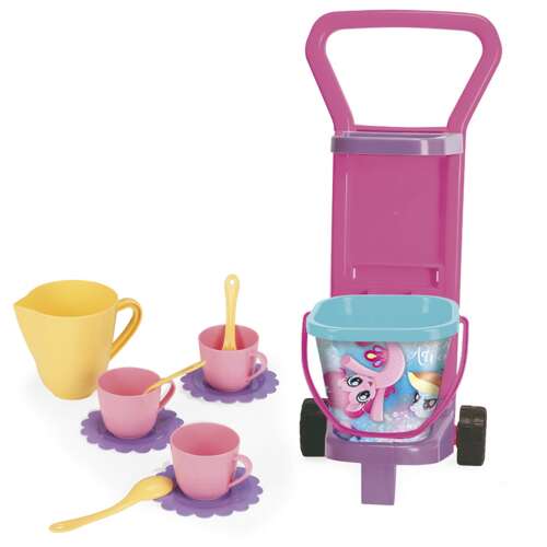 Carucior de tras My Little Pony cu set de picnic, 12 piese, roz, galben, albastru, design My Little Pony