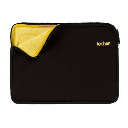 Tech Air Classic Essential 16-17,3" Notebook Sleeve - Black, open, showing yellow fleece lining