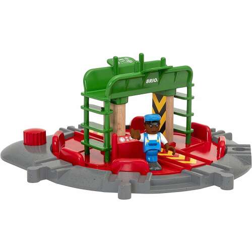 BRIO World Forgópálya és figura, egy forgó platformmal és egy vonatvezető figurával ellátott fa vonatkészlet - Játékvonat és vasúti elem