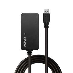 Lindy 43159 Hub USB 3.0 z aktywnym kablem przedłużającym 10m, Czarny - Koncentrator USB