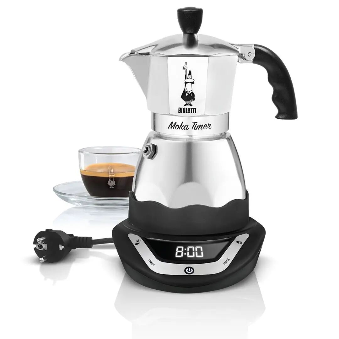 Bialetti Moka Easy Timer 3TZ ekspres do kawy - srebrny/czarny