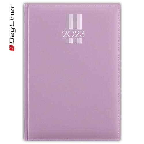 Terminkalender MyPastel A5 mit täglichen cremefarbenen Blättern Purple Dayliner 2024.