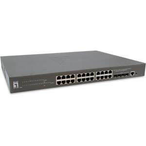 LevelOne GTP-2871 Gigabit Switch, 24 port, PoE, hálózati kapcsoló, elülső nézet - LevelOne