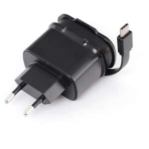 Platinet 3.4A Schwarzes USB-Wandladegerät mit integriertem USB-C-Kabel - Ladegeräte für Telefone