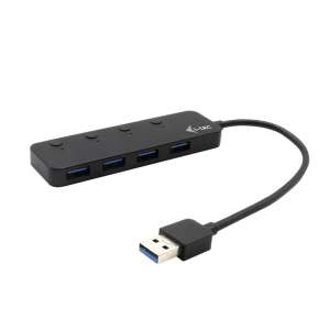i-tec U3CHARGEHUB4 USB 3.0 Hub with 4 ports and individual on/off switches, black - I-Tec USB Hub