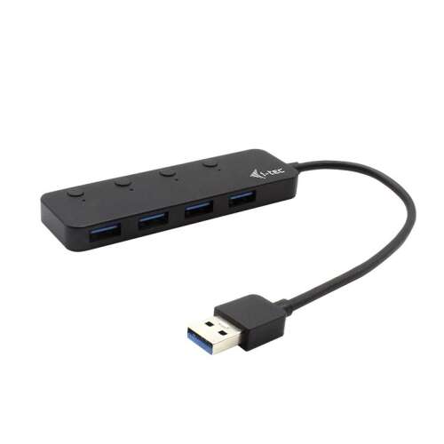 i-tec U3CHARGEHUB4 USB 3.0 Hub so 4 portami a individuálnymi tlačidlami zapnutia/vypnutia, čierny