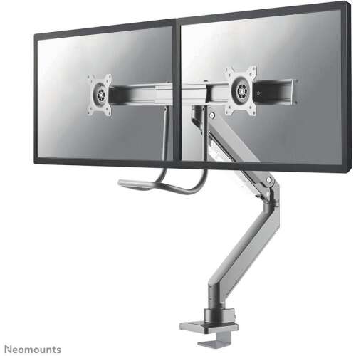 Suport de birou Neomounts pentru două monitoare, pentru ecrane de 10-32 inci, argintiu