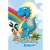 Herma Dinosaurier Stickeralbum, A5 Größe, blauer Dinosaurier und Regenbogen auf dem Cover