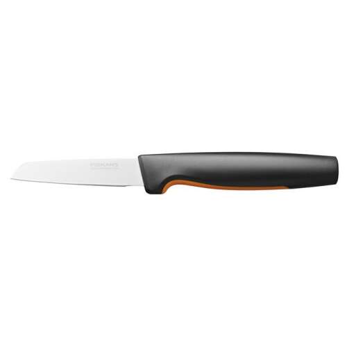 Нож за белене Fiskars Functional Form, 8cm, черен и оранжев дръжка, острие от неръждаема стомана