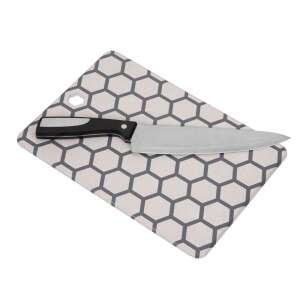 Resto Sham 95403 cutting board with honeycomb pattern, knife on top - Cutting board